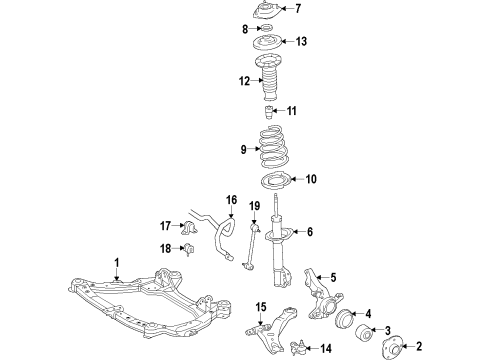 2017 Toyota Avalon Front Suspension Components, Lower Control Arm, Stabilizer Bar Strut Bumper Diagram for 48331-07010