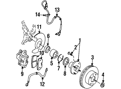 1996 Nissan Sentra Front Brakes Ring-Snap Diagram for 40214-50Y00