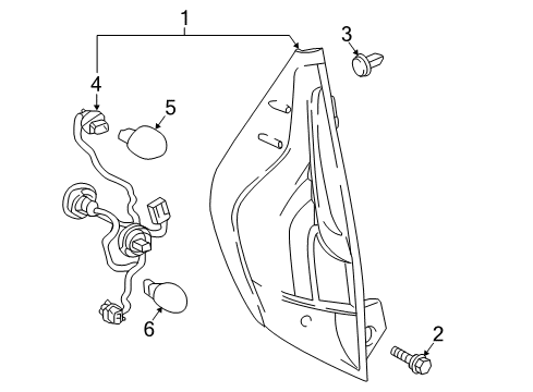 2016 Toyota Prius C Bulbs Lens & Body, Rear Combination Diagram for 81561-52D11