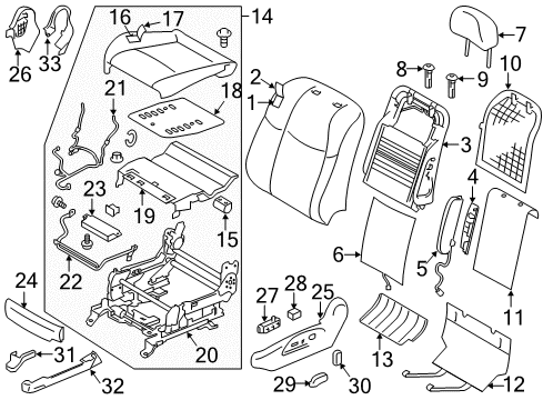 2014 Infiniti Q70 Front Seat Components Cushion Assembly - Front Seat Diagram for 87350-1MY0B