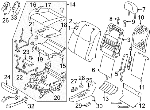 2014 Infiniti Q70 Front Seat Components Cushion Assembly - Front Seat Diagram for 87350-1MY0A