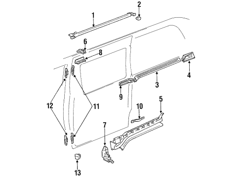 1994 Toyota Previa Side Loading Door - Hardware Hinge Diagram for 68380-95D00