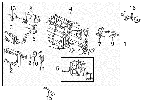 2005 Acura RSX Air Conditioner Core, Heater Diagram for 79110-S6M-A01