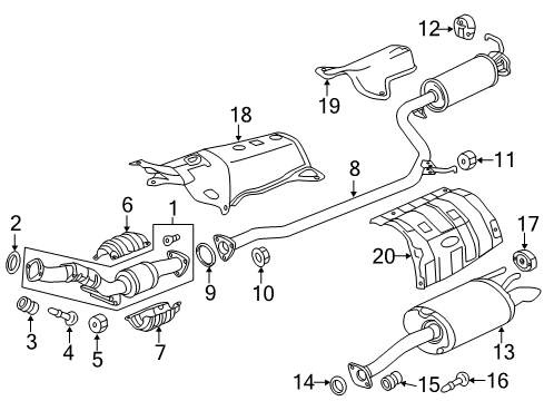 2013 Honda Civic Exhaust Components Plate B, Floor Heat Baffle Diagram for 74602-TR2-A00