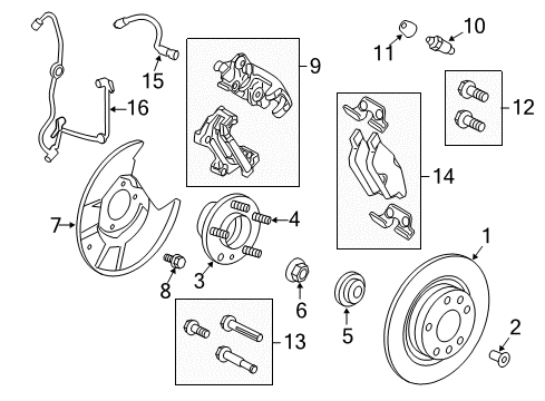 2007 Lincoln MKZ Rear Brakes Wheel Stud Seal Diagram for 6M8Z-1N135-A