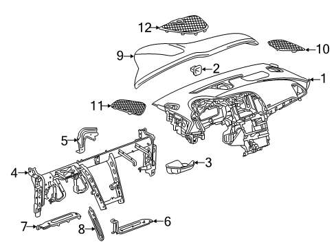 2016 Buick Cascada Cluster & Switches, Instrument Panel Instrument Panel Lower Insulator Diagram for 13314406