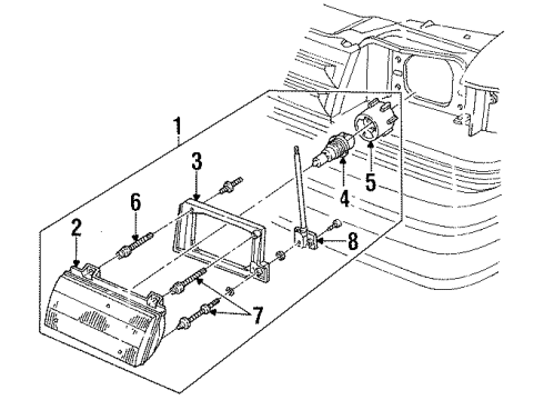 1988 Ford Tempo Bulbs Adjuster Diagram for E83Z13032B