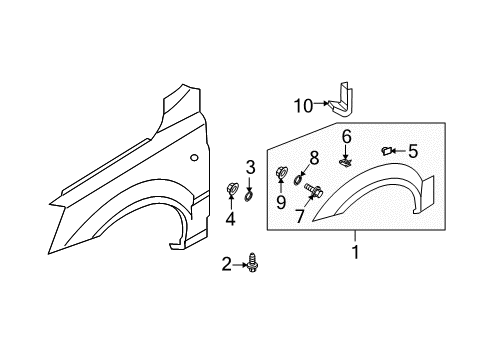 2005 Kia Sorento Exterior Trim - Fender Bolt Diagram for 877133E000