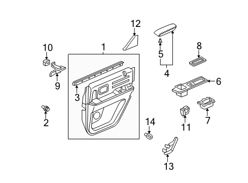 2006 Honda Ridgeline Rear Door Armrest Assembly, Right Rear Door (Gray) Diagram for 83733-SJC-A11ZB
