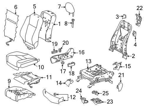 2016 Toyota Highlander Power Seats Seat Back Cover Diagram for 71073-0E320-A1