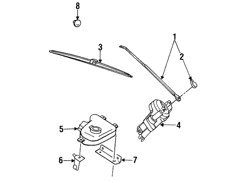 1988 Nissan Maxima Wiper & Washer Components Rear Window Wiper Arm Assembly Diagram for 28780-30E00