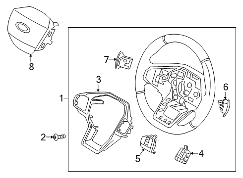 2020 Ford Explorer Steering Column & Wheel, Steering Gear & Linkage Shift Paddle Diagram for LB5Z-3F884-AA