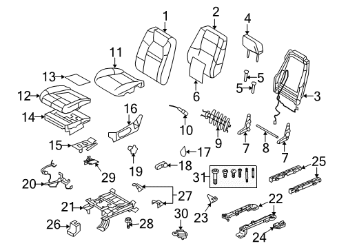 2010 Ford Explorer Sport Trac Front Seat Components Passenger Discriminating Sensor Diagram for 7L2Z-14B422-A