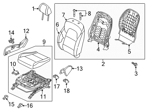 2017 Kia Sportage Passenger Seat Components Cushion Assembly-Front Seat Diagram for 88200D92212AE