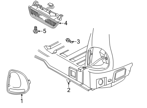 1998 Dodge Durango Tail Lamps, High Mounted Stop Lamp Socket-Board Diagram for 4676589