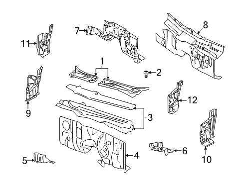 2010 Lincoln Town Car Cowl Insulator Diagram for 5W1Z-54023A60-AA