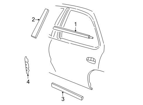 1996 Pontiac Sunfire Exterior Trim - Rear Door Molding, Rear Side Door Center *Black Diagram for 22593716