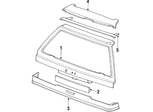 1991 Honda Civic Gate & Hardware Garnish, Tailgate Spoiler Diagram for 74990-SH3-A00