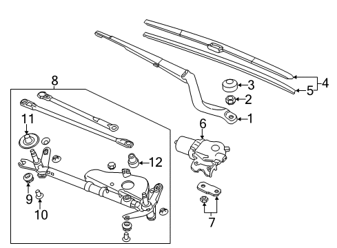 2016 Honda Accord Wiper & Washer Components Arm, Windshield Wiper Diagram for 76600-T2F-A01