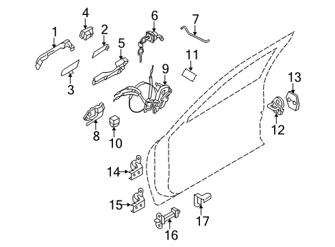 2006 Infiniti M35 Front Door Bracket-Outside Handle, RH Diagram for 80610-EG010