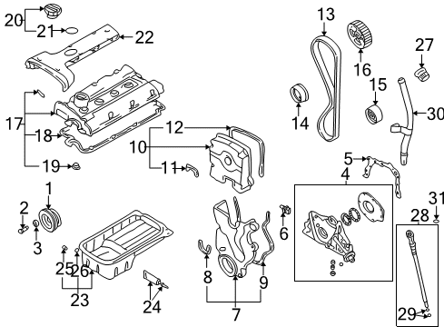 2005 Hyundai Tiburon Filters O-Ring Diagram for 26614-23500