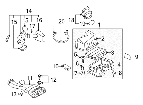 2010 Hyundai Sonata Powertrain Control Cleaner Assembly-Air Diagram for 28110-3K250