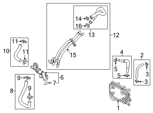 2016 Kia Sorento Trans Oil Cooler Hose Assembly-Radiator, Upper Diagram for 25414C5900