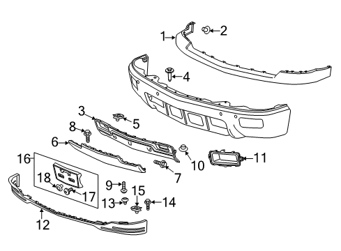 2015 Chevrolet Silverado 1500 Front Bumper Skid Plate Lower Bolt Diagram for 11547540