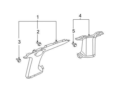 2003 Honda Element Interior Trim - Quarter Panels Garnish Assy., L. Quarter Pillar *NH220L* (CLEAR GRAY) Diagram for 84181-SCV-A01ZA