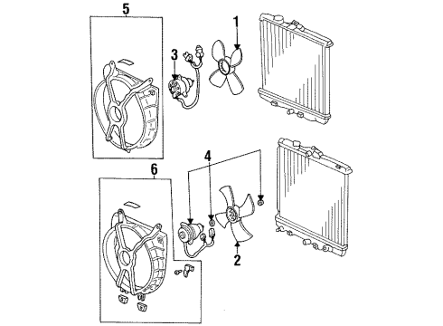 1995 Honda Civic del Sol Cooling System, Radiator, Water Pump, Cooling Fan Shroud (Toyo) Diagram for 19015-P08-014