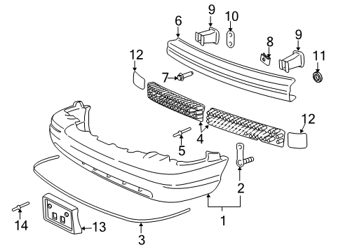 2004 Ford Crown Victoria Front Bumper Bumper Cover Diagram for 3W7Z-17D957-CA