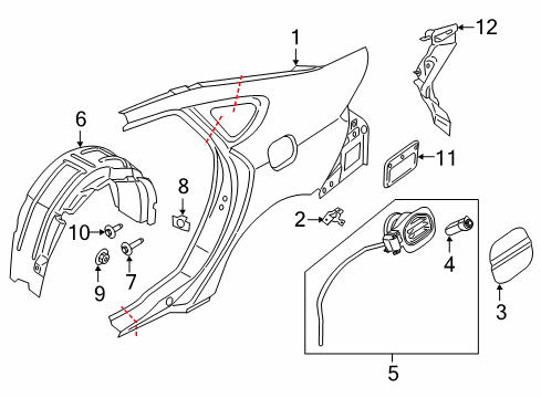 2020 Lincoln MKZ Quarter Panel & Components Filler Pocket Diagram for HP5Z-5427936-A