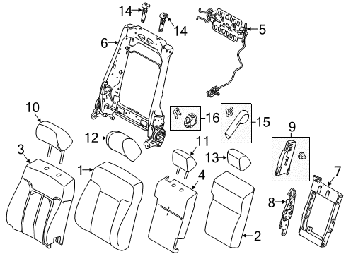 2015 Ford F-250 Super Duty Front Seat Components Center Cover Diagram for BC3Z-2564416-KA