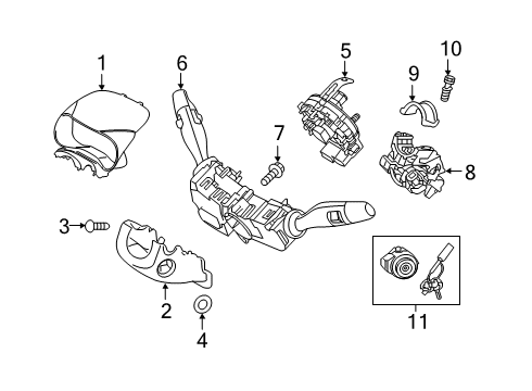 2018 Hyundai Kona Shroud, Switches & Levers Switch Assembly-Multifunction Diagram for 93400-J9760