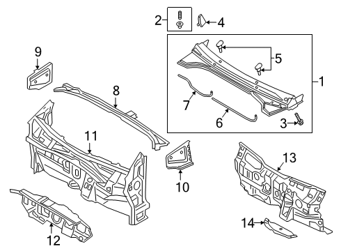 2019 Hyundai Veloster N Cowl Insulator-Dash Panel Diagram for 84124-K9000