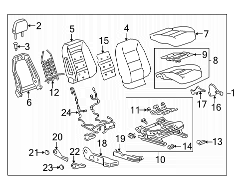 2020 Chevrolet Equinox Passenger Seat Components Harness Diagram for 84633671