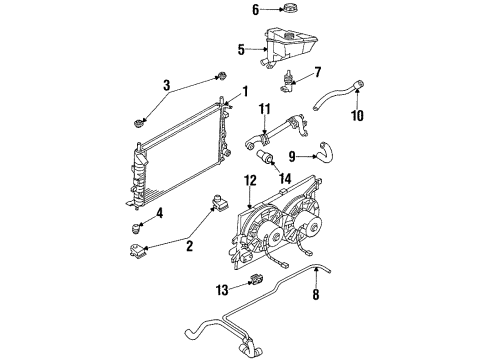 2000 Mercury Mystique Radiator & Components Level Sensor Diagram for F5RZ-17B649-A