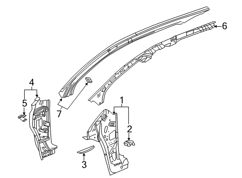 2019 GMC Terrain Hinge Pillar Inner Windshield Pillar Diagram for 84313414