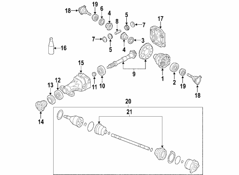 2004 Nissan Pathfinder Armada Rear Axle, Axle Shafts & Joints, Differential, Drive Axles, Propeller Shaft Journal Kit-Prop Shaft Diagram for 37126-7S026