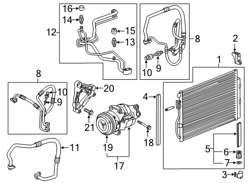 2013 Chevrolet Sonic A/C Condenser, Compressor & Lines Condenser Lower Bracket Diagram for 95484860