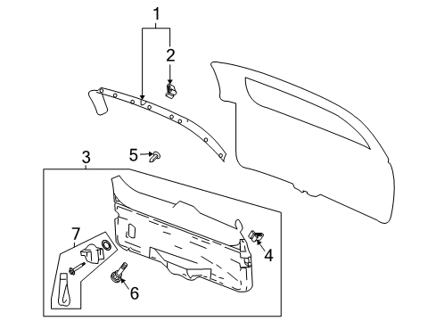 2003 Chevrolet Trailblazer Interior Trim - Lift Gate Molding Asm-Lift Gate Window Garnish *Camel Diagram for 15198164