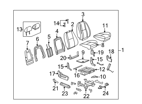 2009 Chevrolet Silverado 1500 Front Seat Components Seat Cover Diagram for 20758029