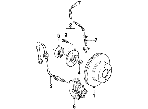 1999 Ford Contour Front Brakes Rotor Diagram for 93BZ-1125-EA