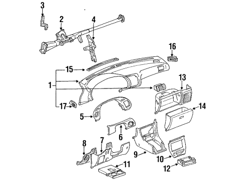 1993 Toyota Celica Instrument Panel Holder Sub-Assy, Instrument Panel Cup Diagram for 55604-20040