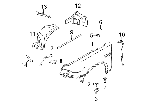 2010 BMW X5 Fender & Components Cover, Wheel Arch, Frontsection, Front Right Diagram for 51718046304