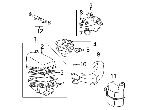 1999 Toyota Solara Air Intake Inlet Duct Diagram for 17750-03030