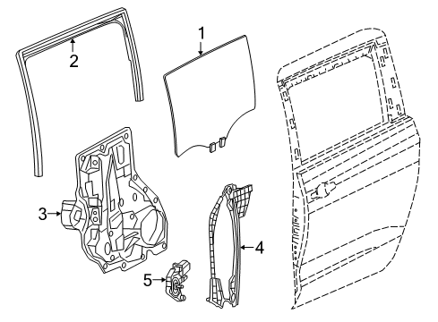 2021 Chrysler Pacifica Rear Door Glass Run-Sliding Door Glass Diagram for 68499088AB