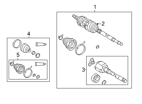 2003 Toyota Matrix Drive Axles - Front Axle Diagram for 43410-12630