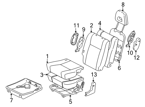 1999 Toyota RAV4 Rear Seat Components Seat Frame Diagram for 71016-42030