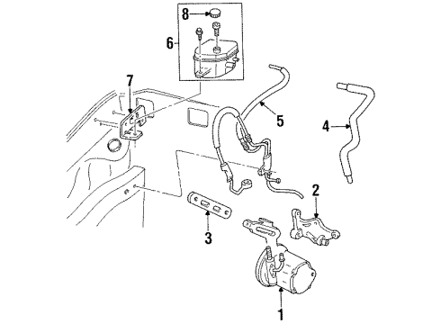1994 Ford Aspire P/S Pump & Hoses, Steering Gear & Linkage Power Steering Pump Diagram for F4BZ3A674A